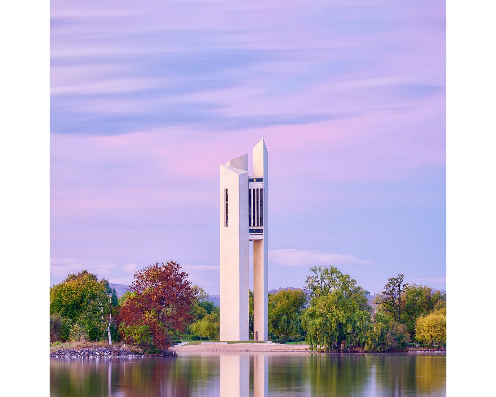Magenta Dawn. National Carillon Canberra at sunrise.