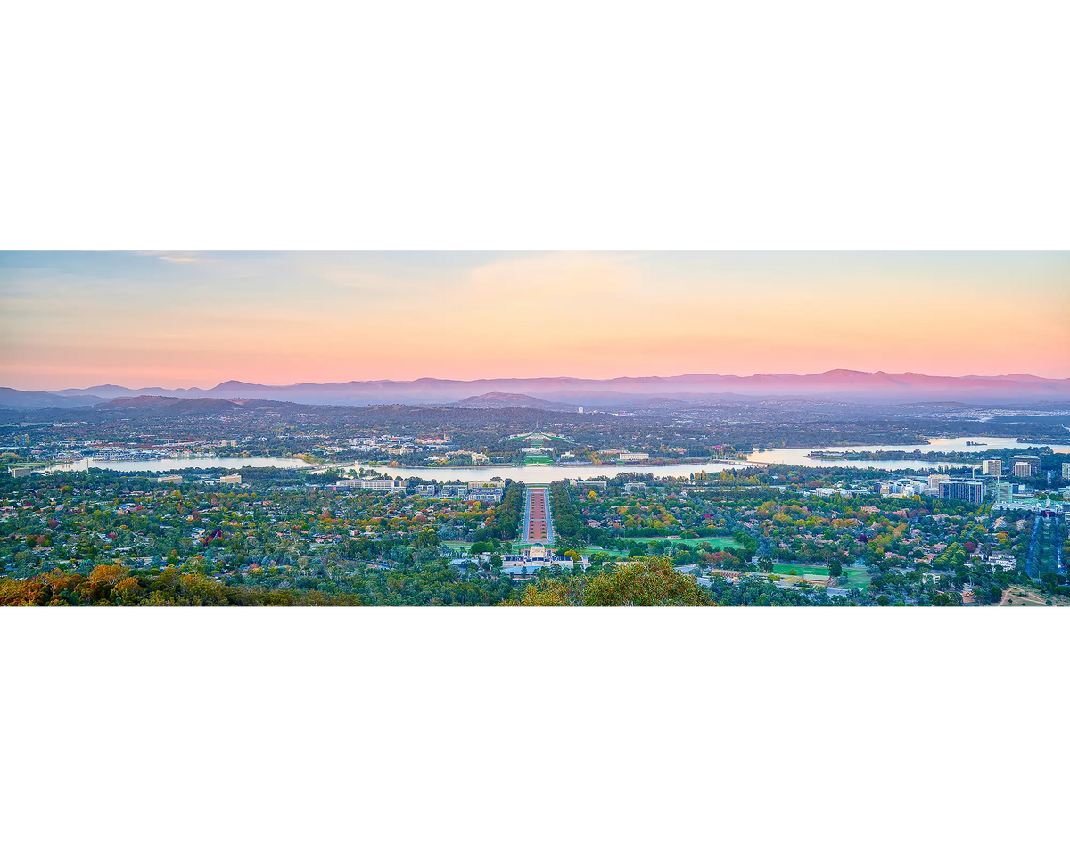 Marions View. Sunrise over Canberra from the top of Mount Ainslie.