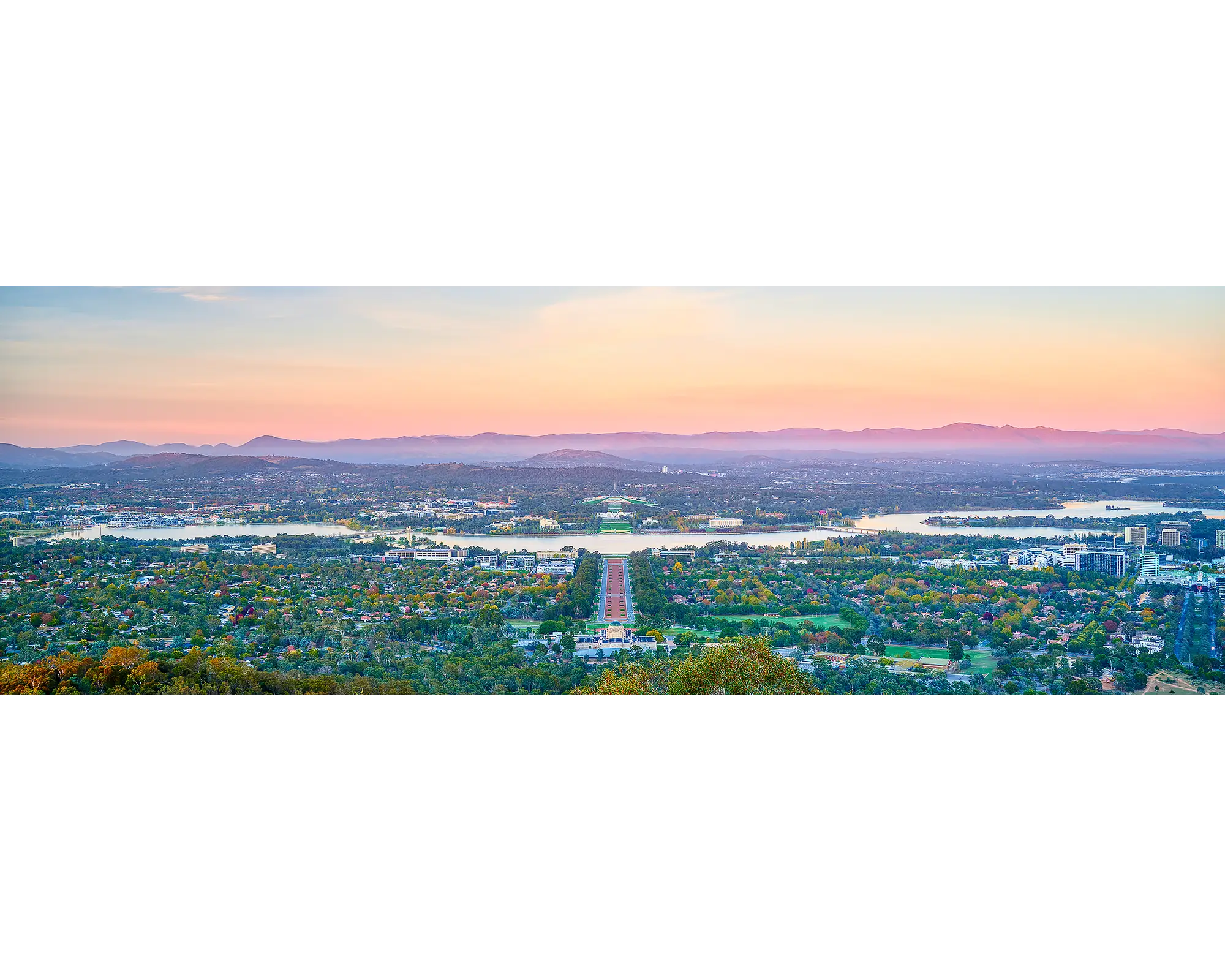 Marions View. Sunrise over Canberra from the top of Mount Ainslie.