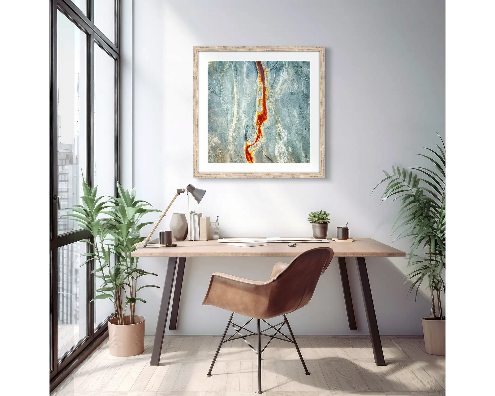 Median - red line in dried out dam, New South Wales, Australia