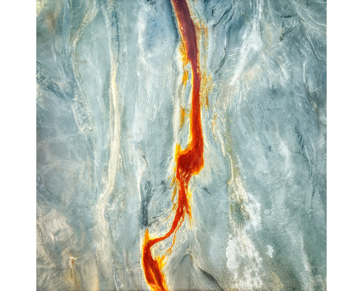 Median - red line in dried out dam, New South Wales, Australia