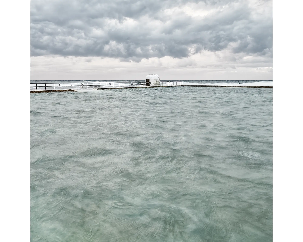 Moody Merewether. Storm clouds over Merewether Baths, Newcastle.