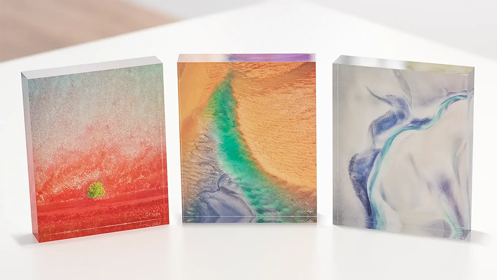Neutral acrylic block collection. Australian Artwork.