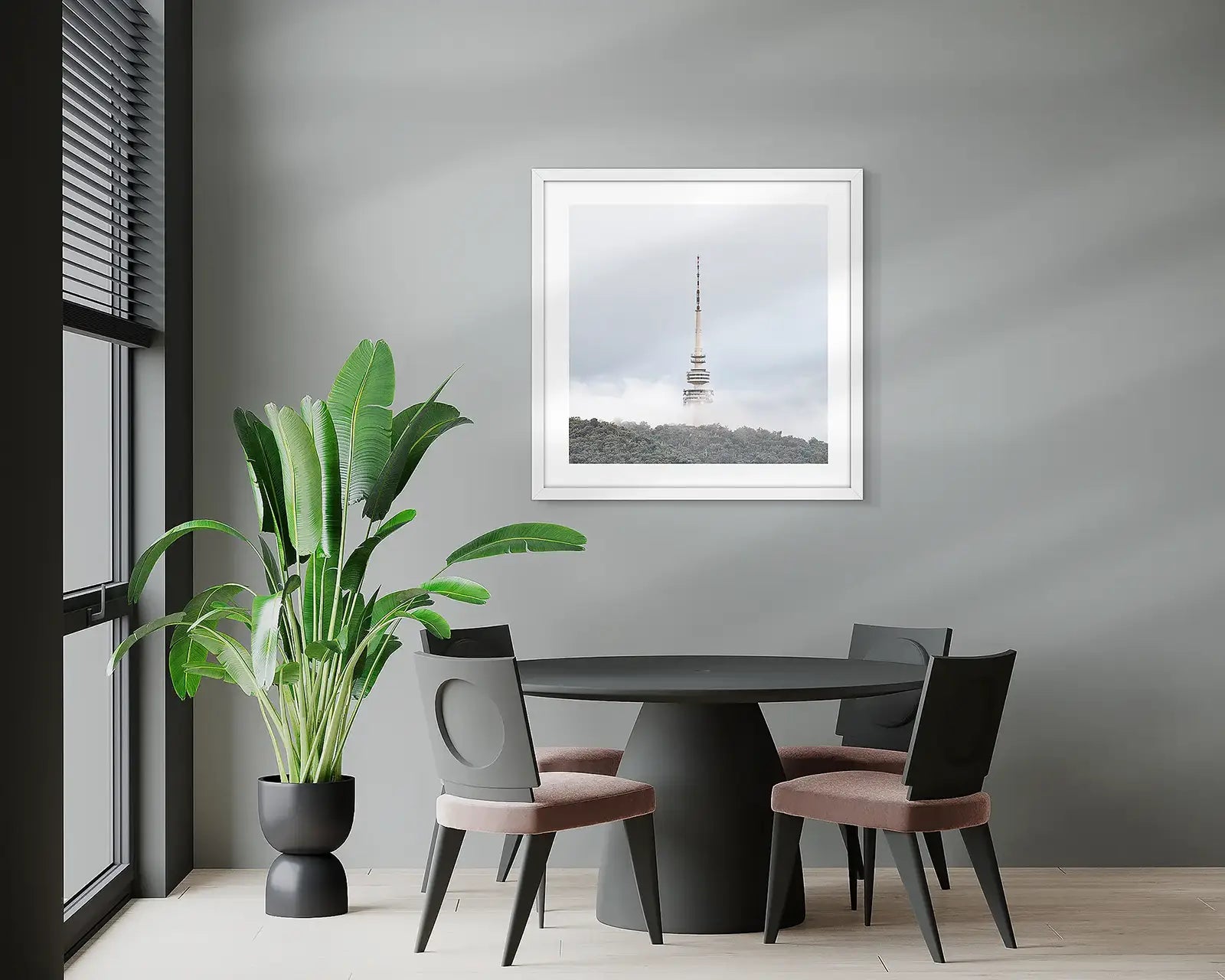 Neutral Canberra all art print hung of wall of office meeting room.