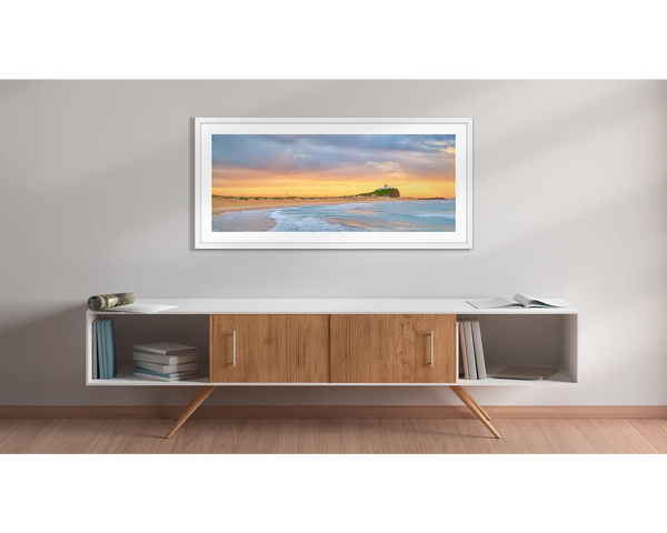 Nobbys Gold. Nobbys Beach Sunrise Newcastle. Wall Art Print.