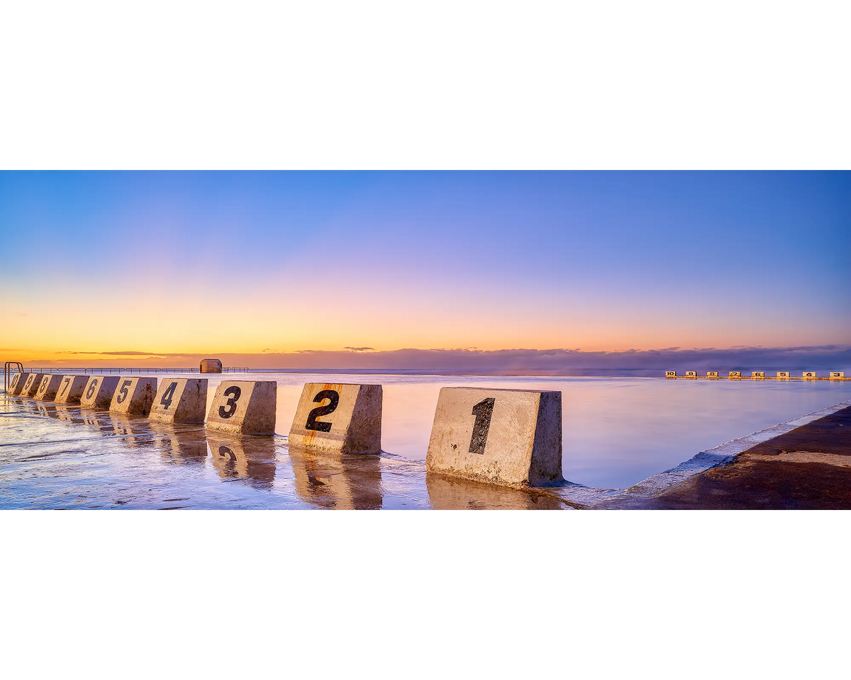 Numbers. Sunrise over Merewether Ocean Baths, Newcastle.