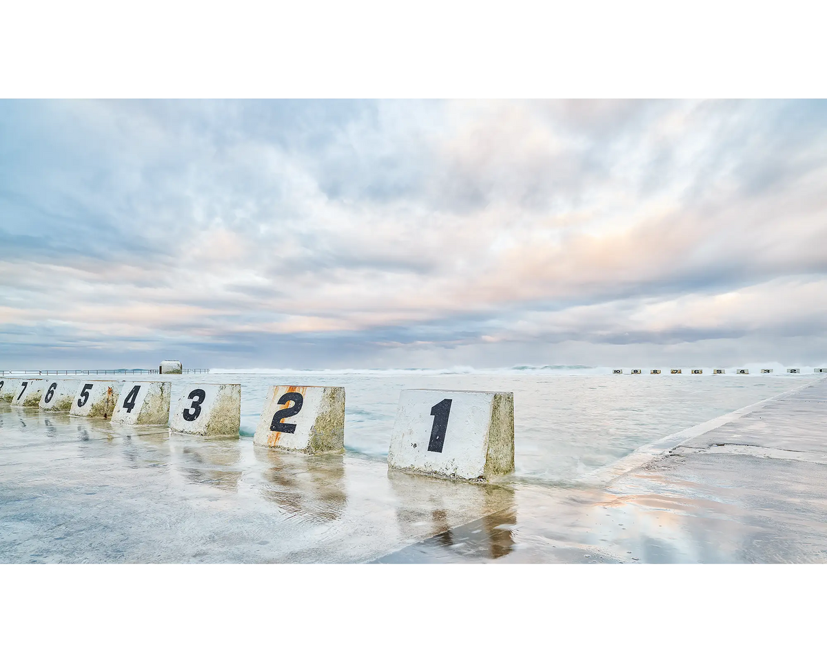 Ocean Baths. Storm clouds over Merewether Baths, Newcastle.