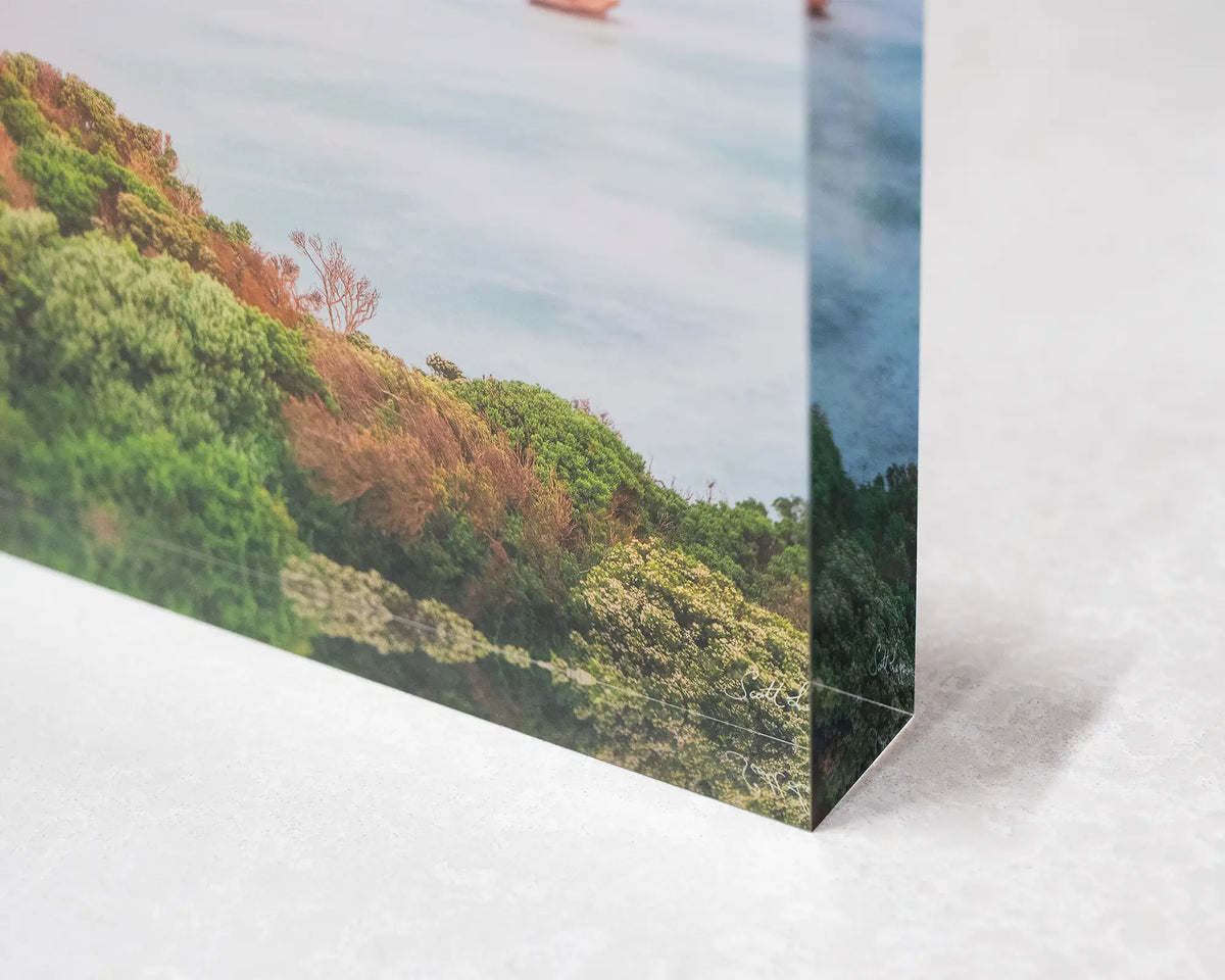Ocean Blur. Acrylic block Great Ocean Road, Victoria, corner close-up details.