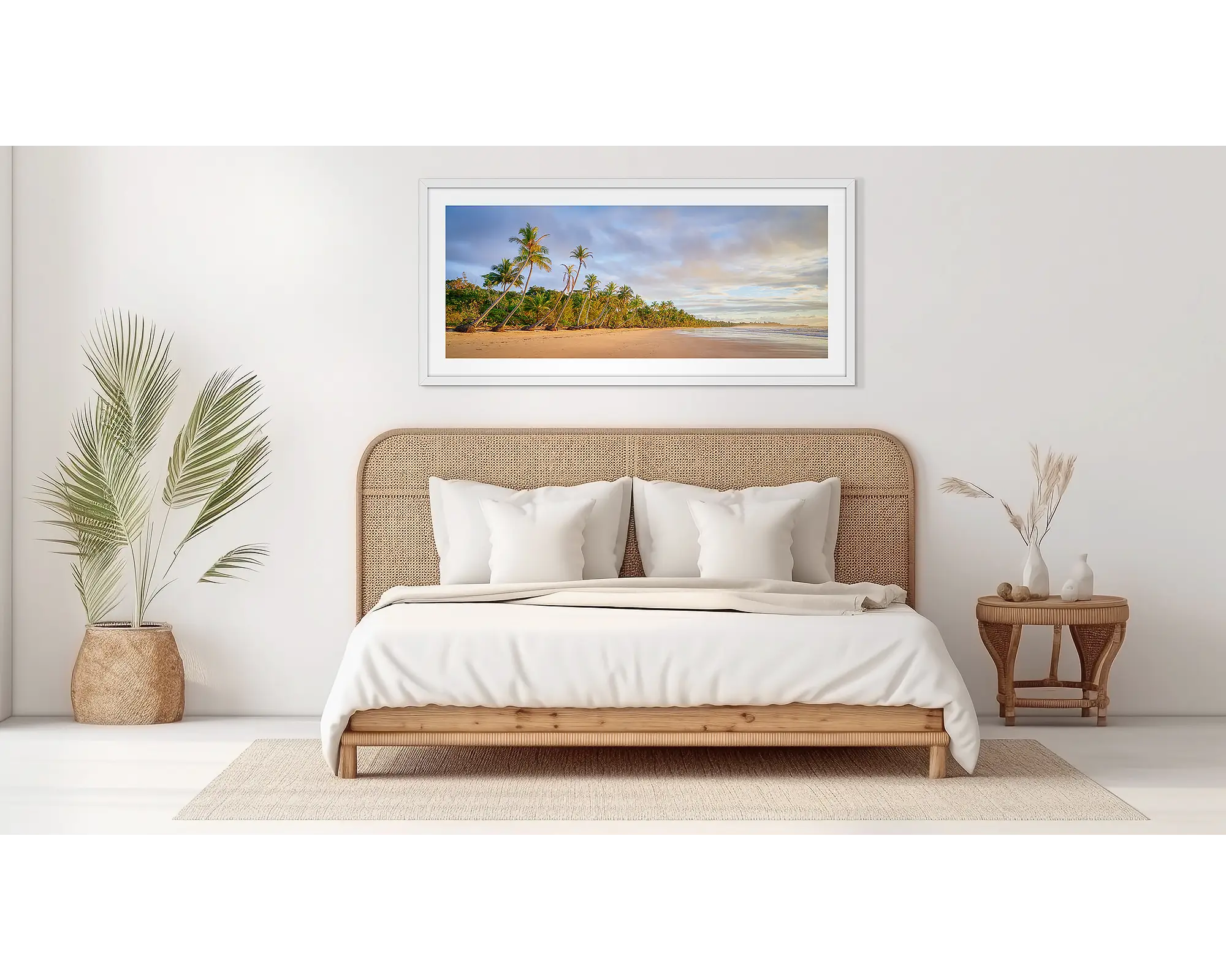 Ocean Breeze. Sunrise at Mission Beach, Queensland, with palm trees.