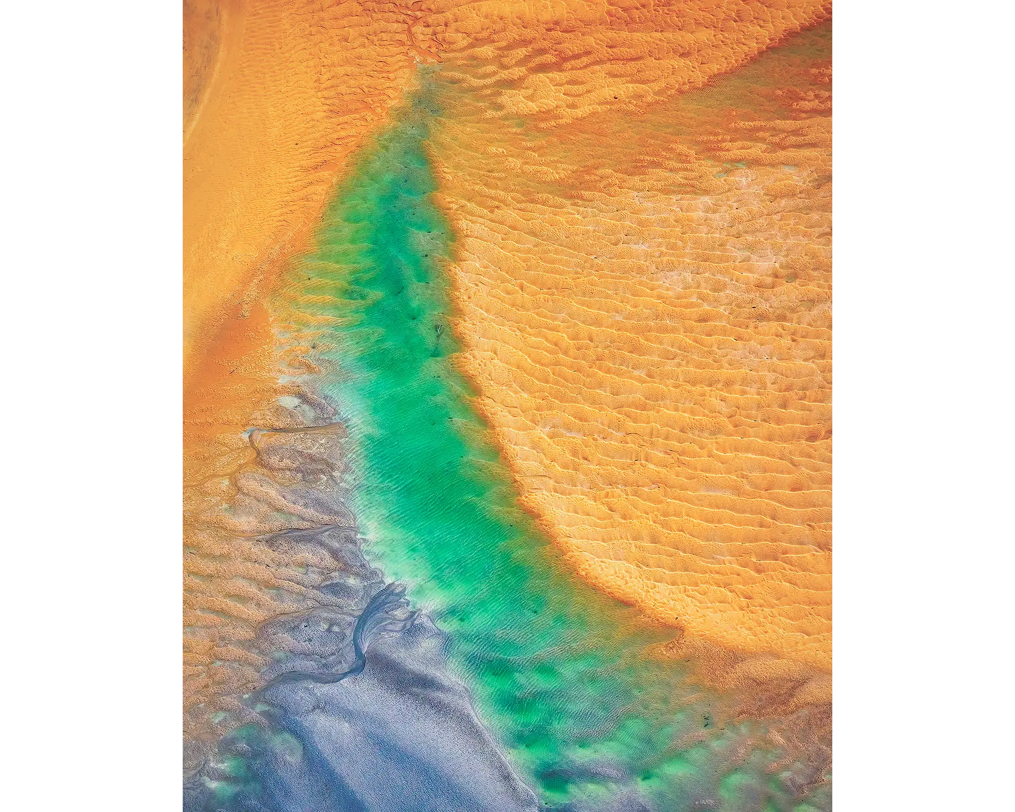 Opal Illusion. Aerial view of tidal patterns, Roebuck Bay, The Kimberley, Western Australia.