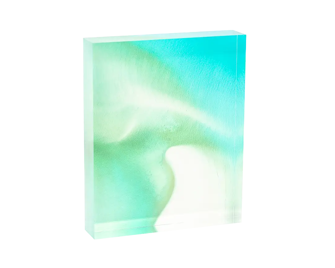 Opal Waters, Abstract Aerial Acrylic Desk Block.