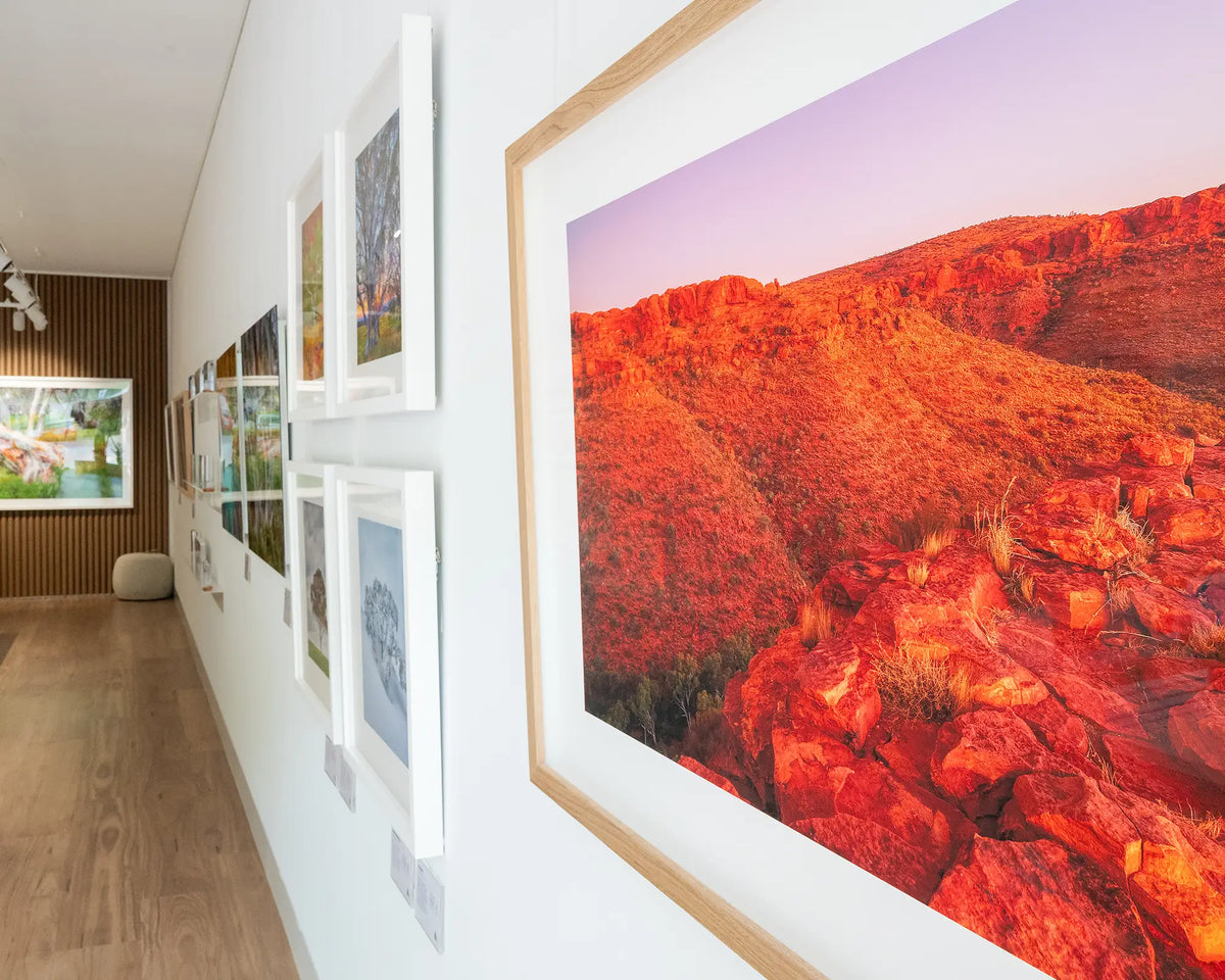Outback Solitude. Sunset over Kings Canyon Northern Territory, with timber frame, side view in gallery.