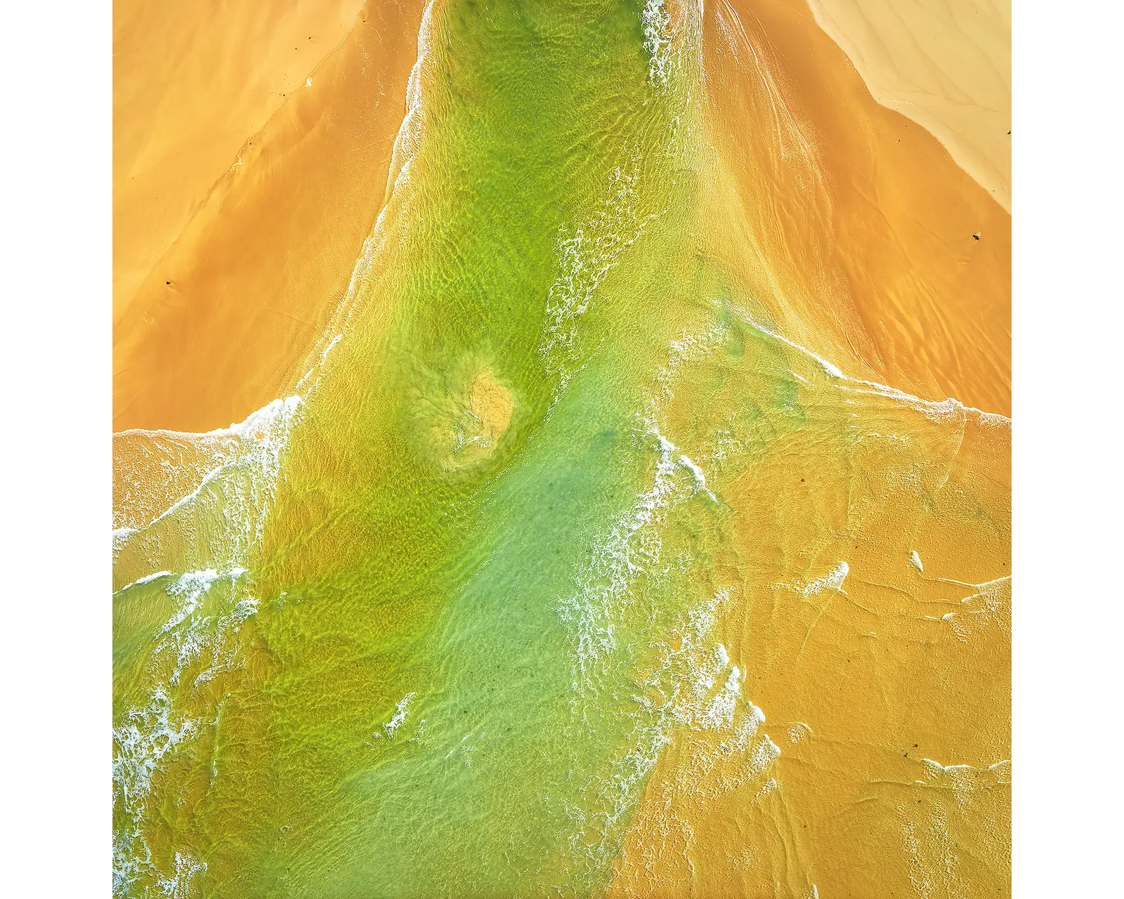 Outflow. Durras Lake meeting the ocean, New South Wales, South Coast. 