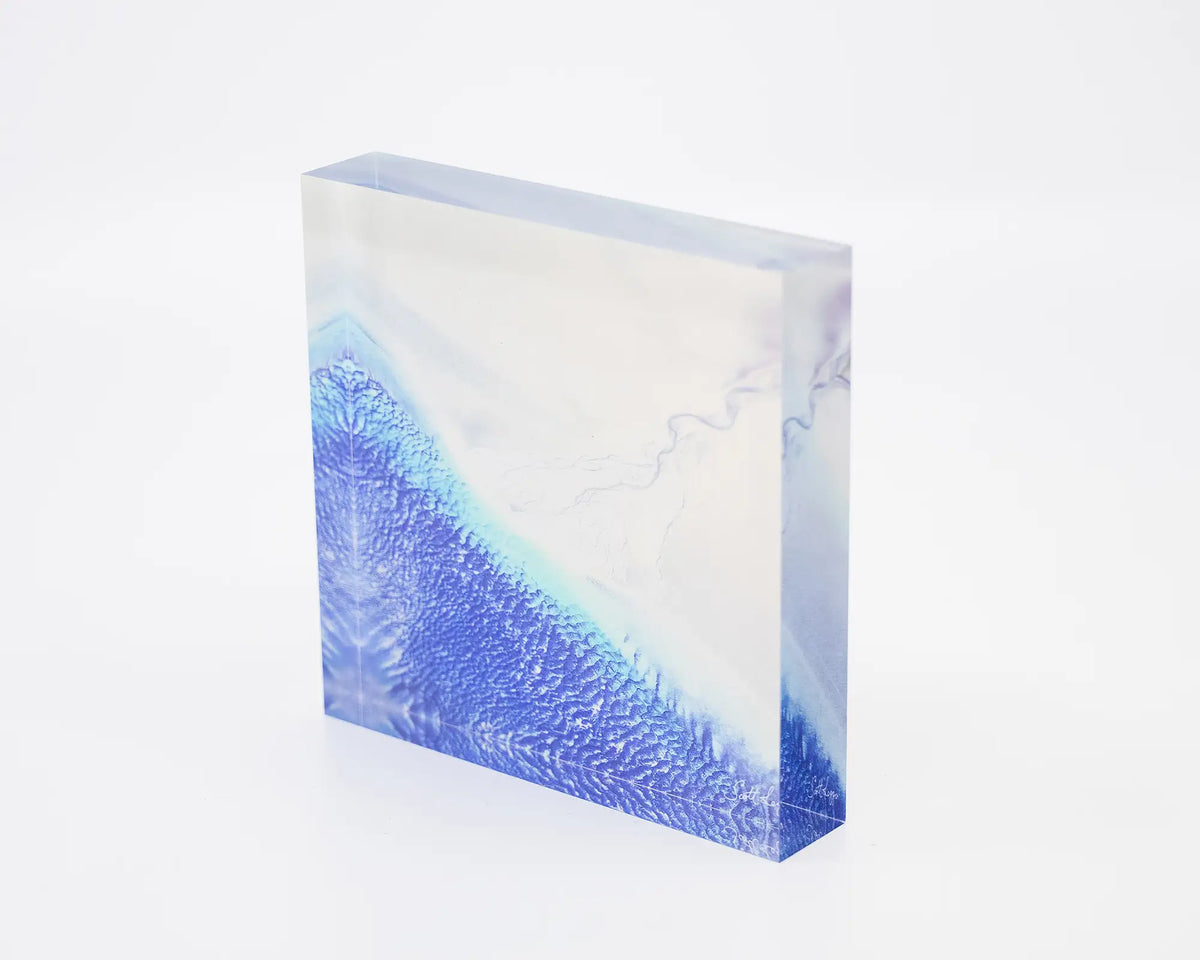 Outlet. Acrylic block of Roebuck Bay Western Australia, aerial view.