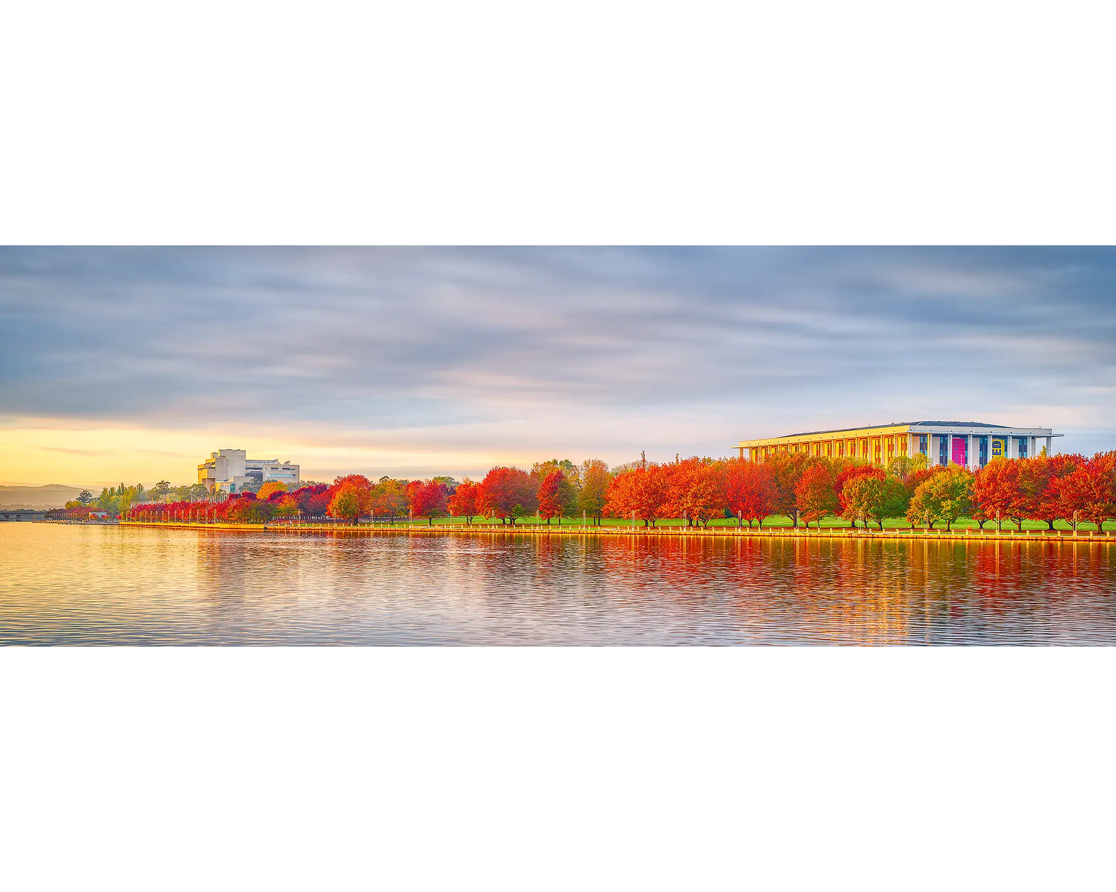 Outlook acrylic block - Lake Burley Griffin, the National Library and High Court of Australia artwork. 