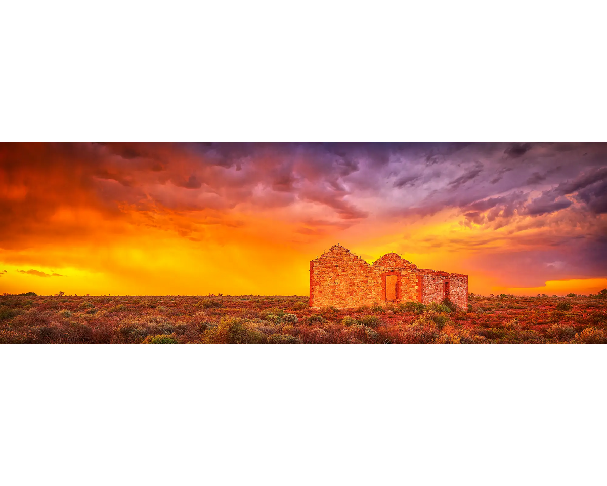 Pioneering Spirit. Sunset over an old farm in the Outback, Flinders Ranges, South Australia.