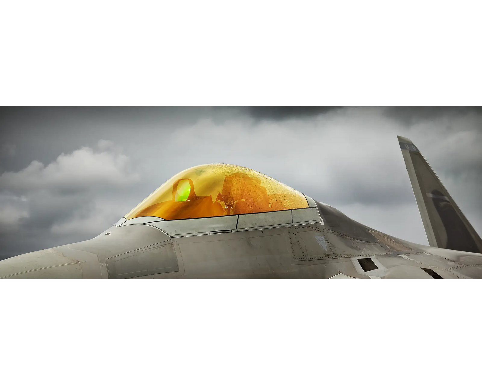 Raptor. United state Air Force F-22 Raptor with a gold canopy.