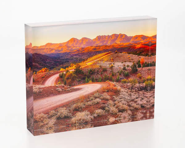 Razorback Ridge. Bunyeroo Valley - Wilpena Pound. Acrylic Block.