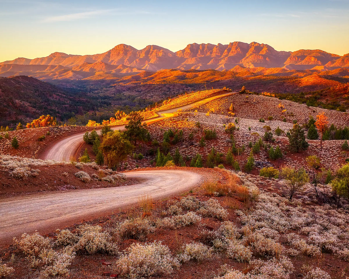 Razorback Ridge - Sunrise over Wilpena Pound, Bunyeroo Valley, Flinders Ranges, South Australia.