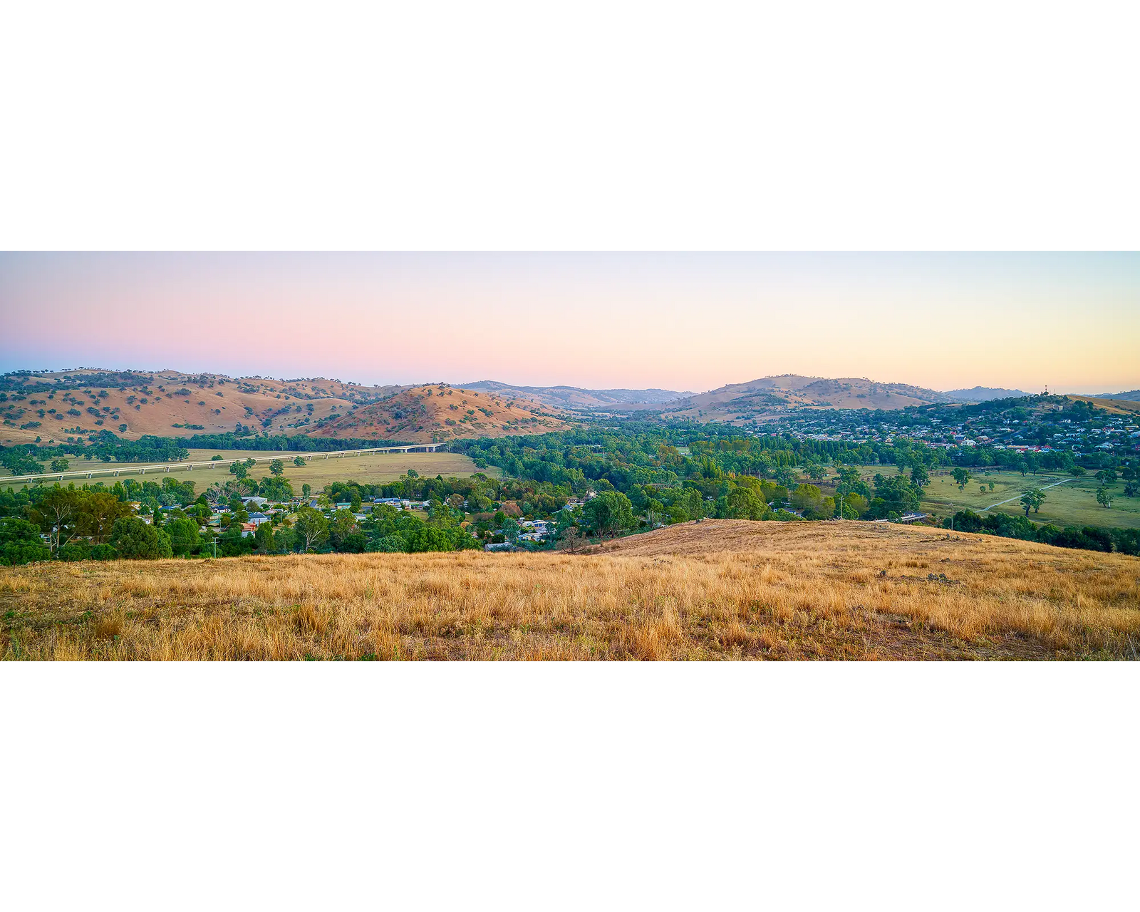 Road To Gundagai. Sunrise over town of Gundagai.