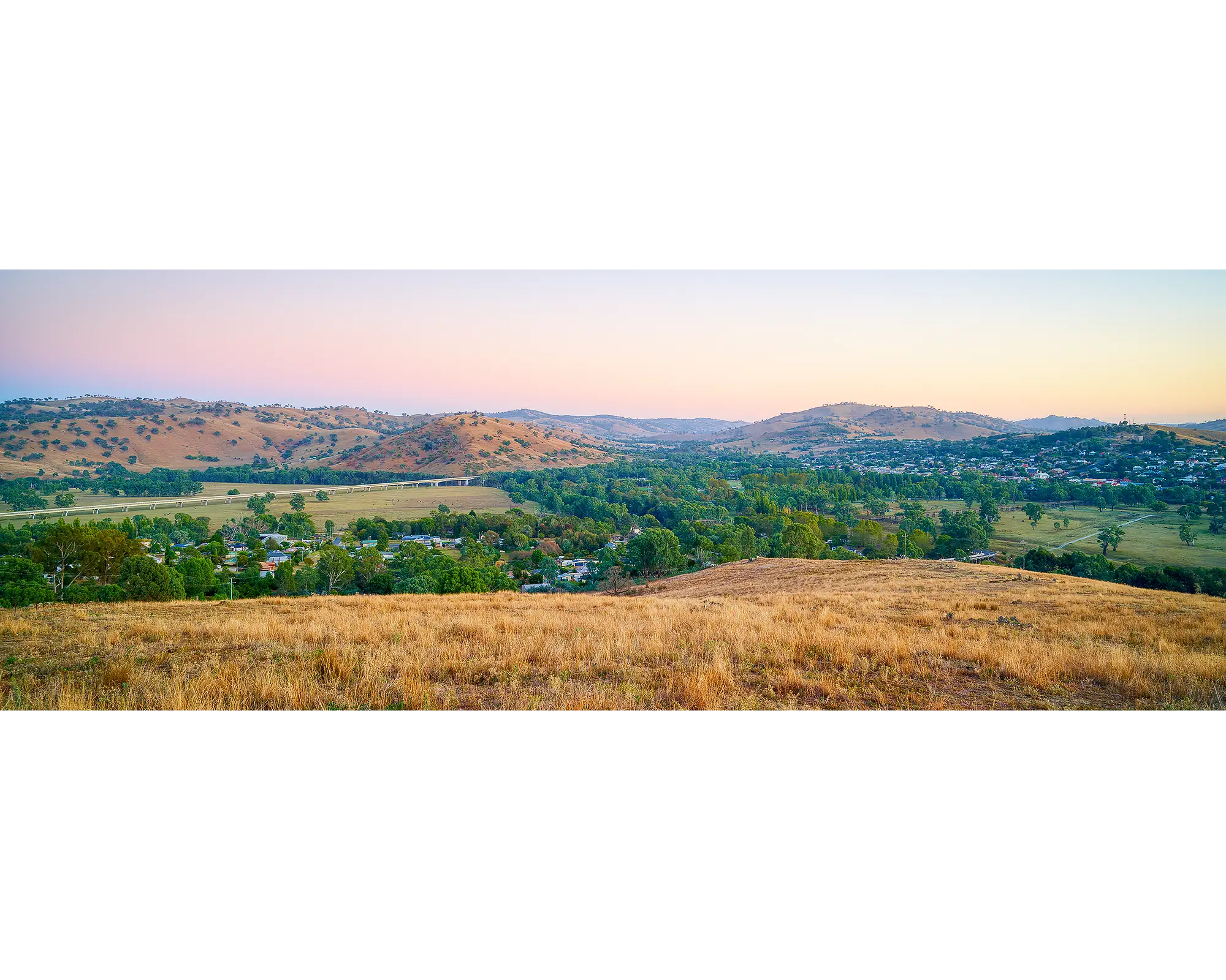 Road To Gundagai. Sunrise over town of Gundagai.