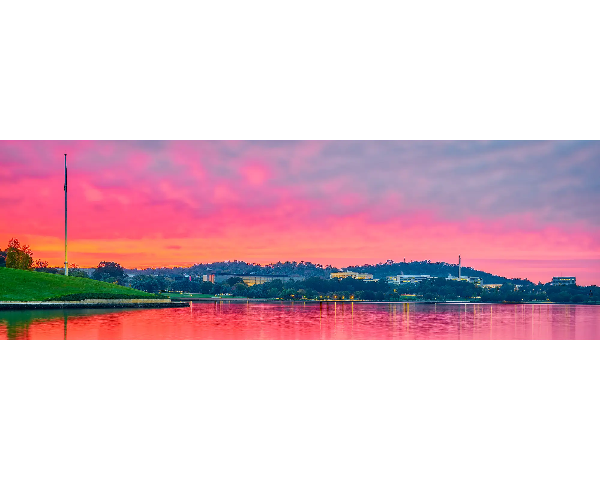 Russell Surprise - pink sunrise over Russell Offices, Canberra.