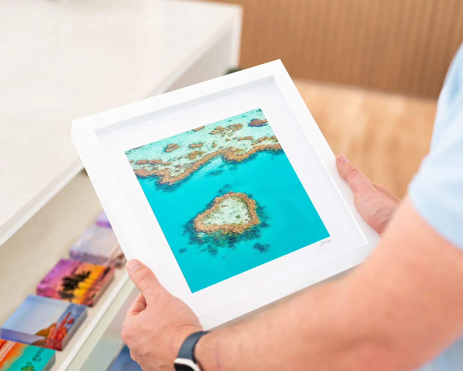 Small framed print featuring Heart Reef in Queensland.