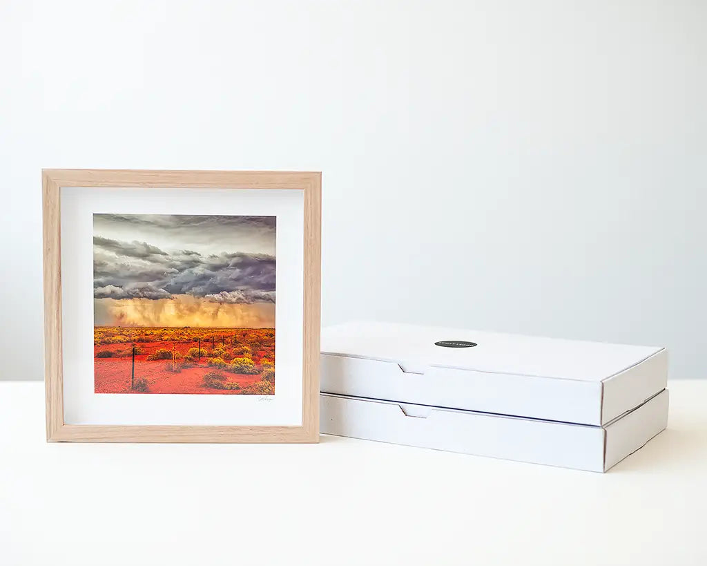 Small framed print with Tasmanian oak frame and gift box