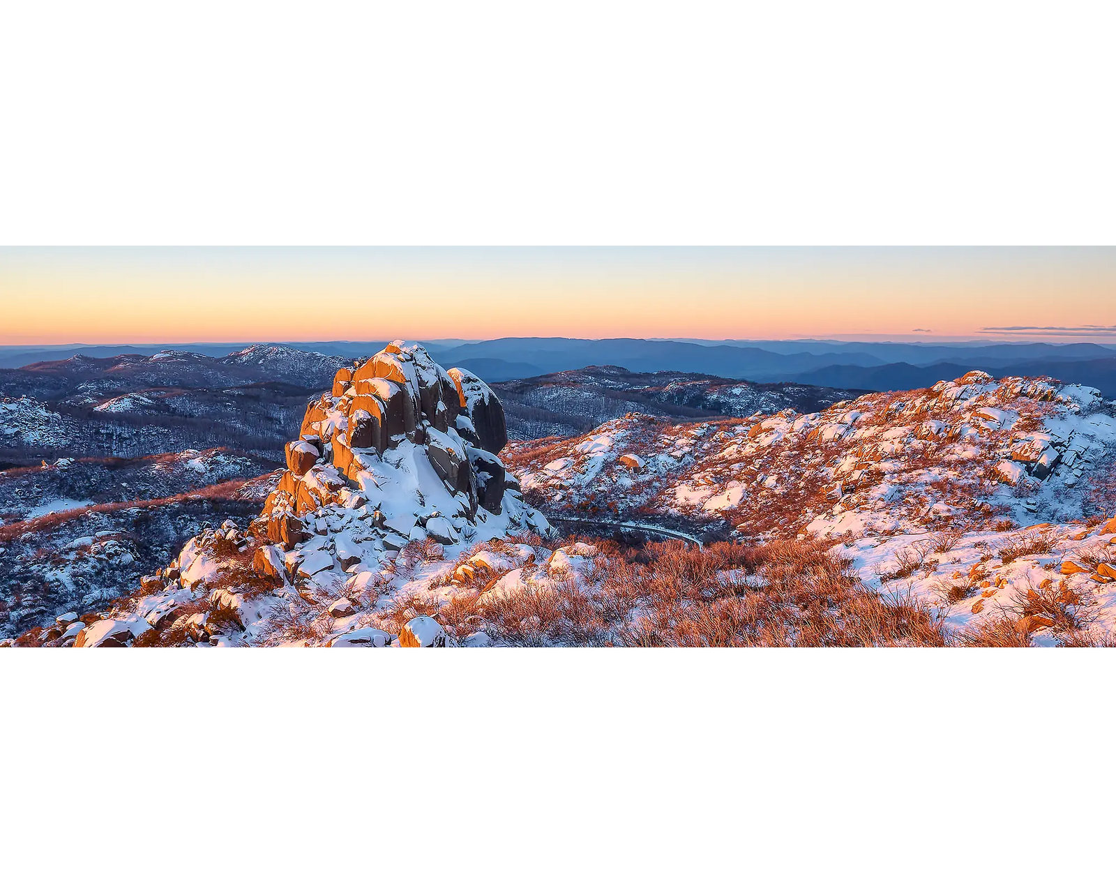 Snow on the Cathedral at Mount Buffalo, Victoria. 