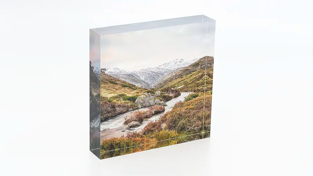 Snowy Mountains acrylic block collection. Australian Artwork.
