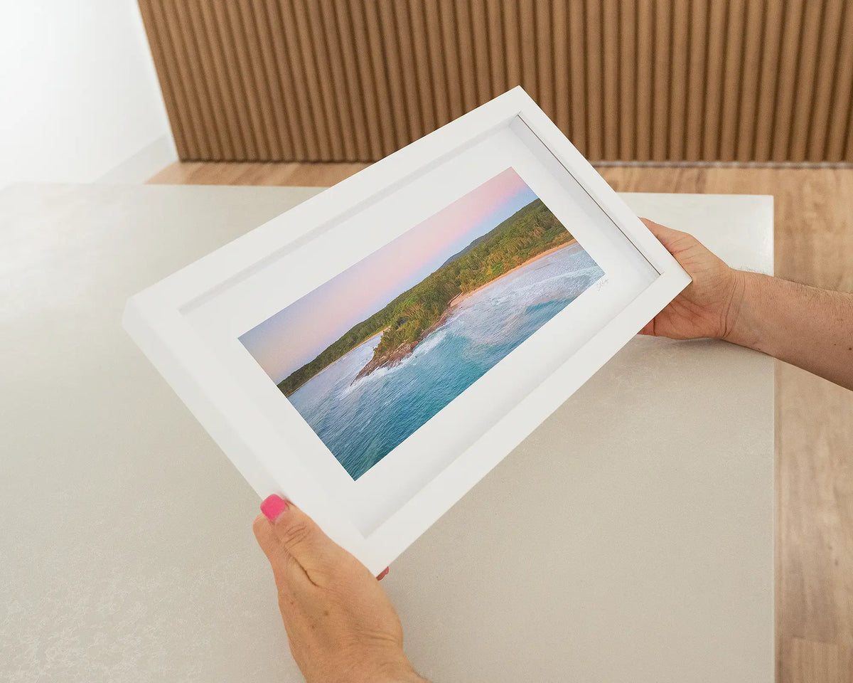 South Coast Escape. Sunrise over Durras with white frame being hand held.