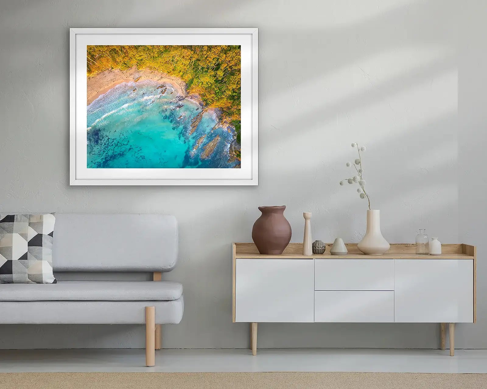 South Coast wall art in entry hallway.