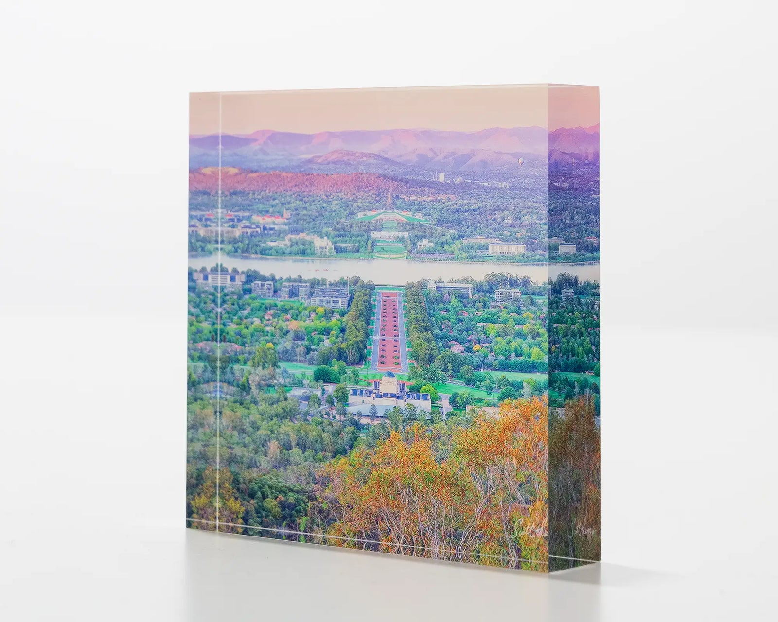 Canberra at sunrise, viewed from the top of Mount Ainslie.