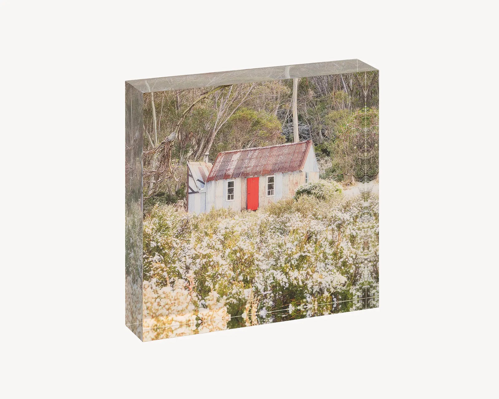 Stockmans Shelter. Acrylic block of Stockmans Shelter in Kosciuszko National Park, New South Wales.