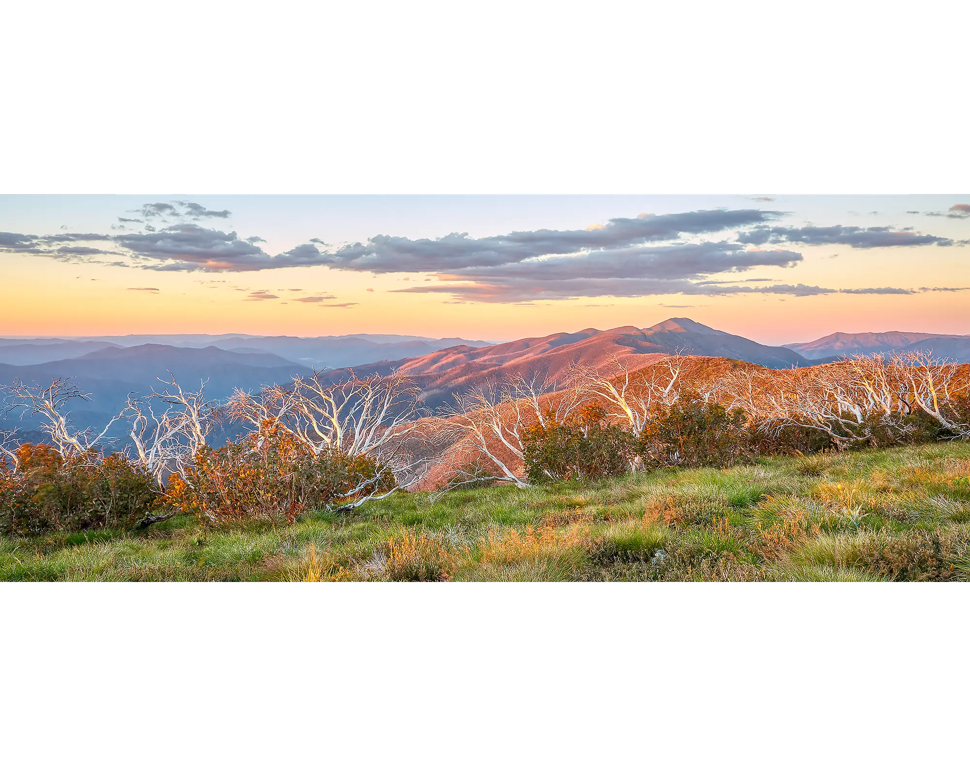 Sunset over Mount Feathertop, Alpine National Park, Victoria.