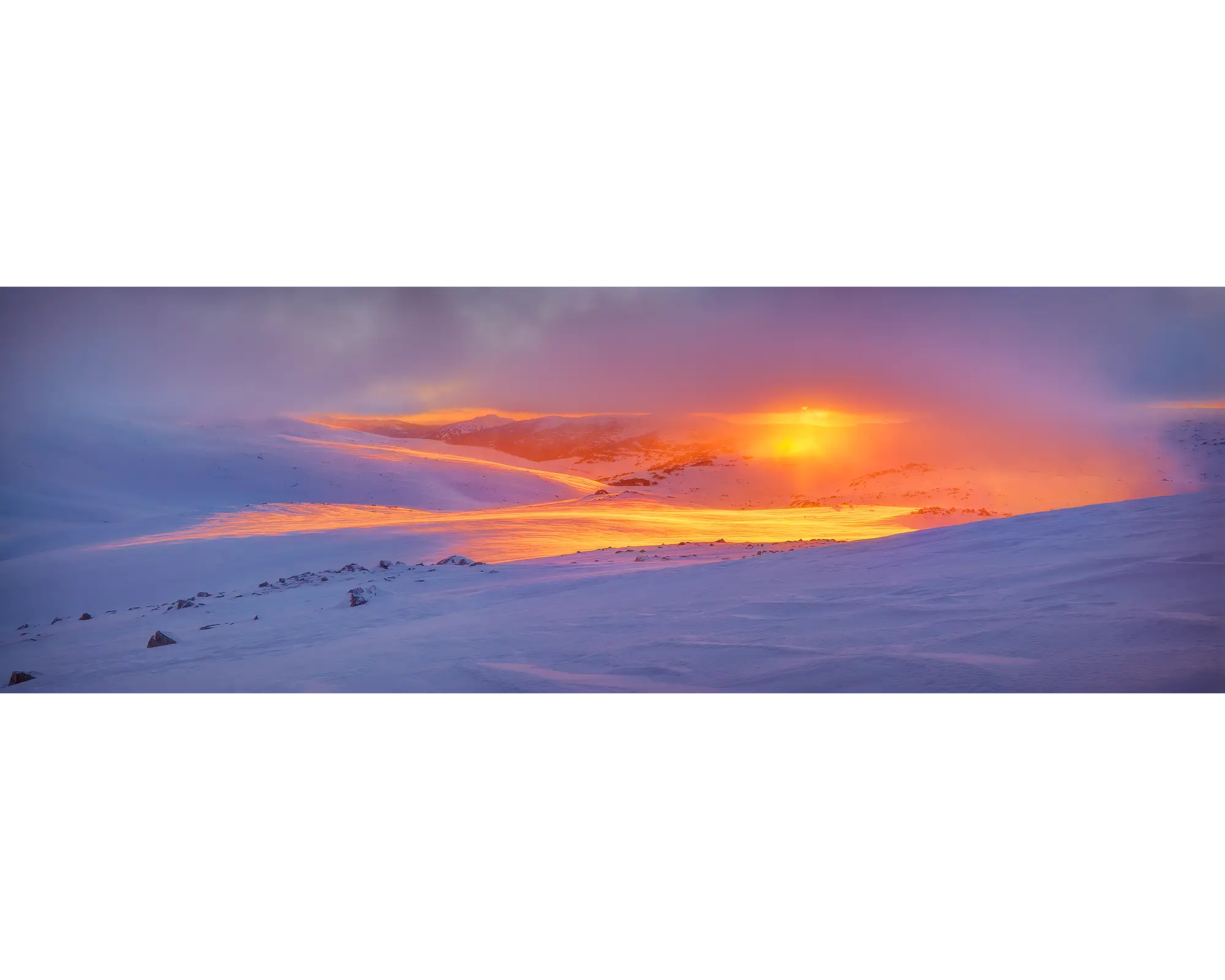 Sunrise Magic - winter snow, Kosciuszko National Park, New South Wales, Australia.