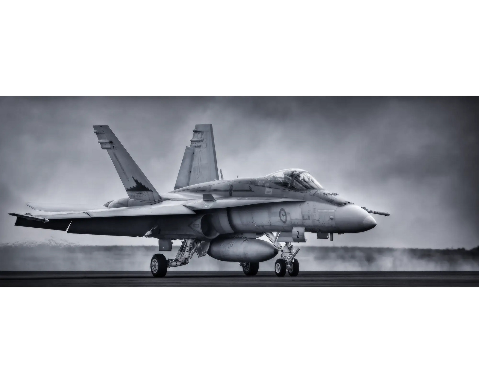 Taxiing Home - Royal Australian Air Force F/A-18 taxiing with smoke in the background.
