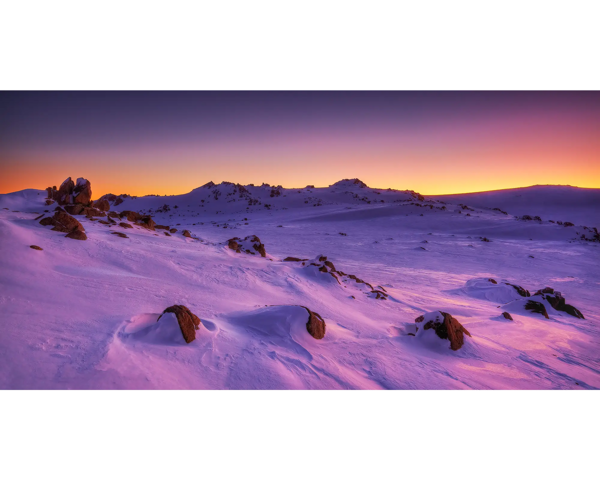 The End Of Winter. Sunset over Kosciuszko National Park, New South wales, Australia.