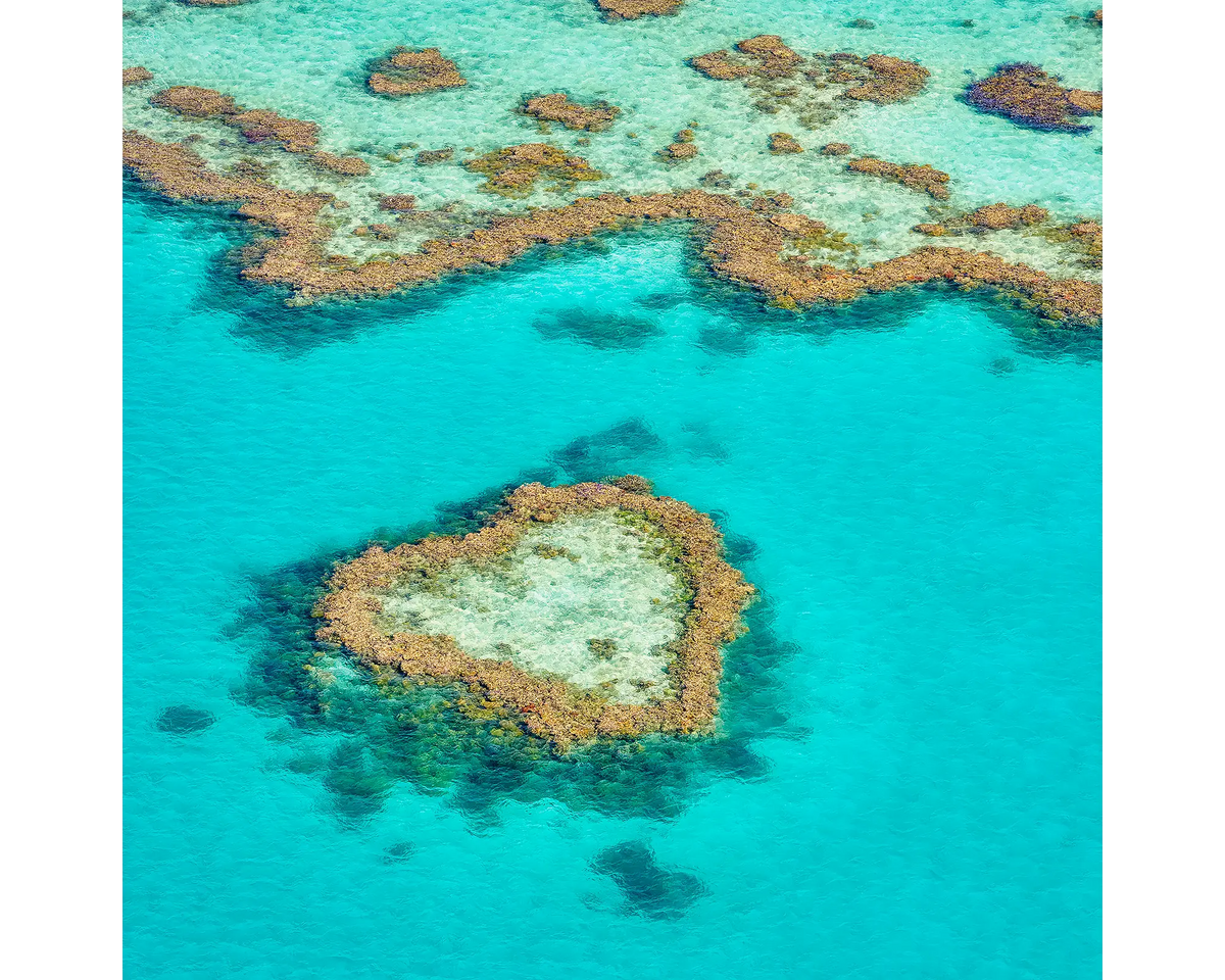 The Heart. Aerial view of Heart Reef, Great Barrier Reef, Queensland, Australia