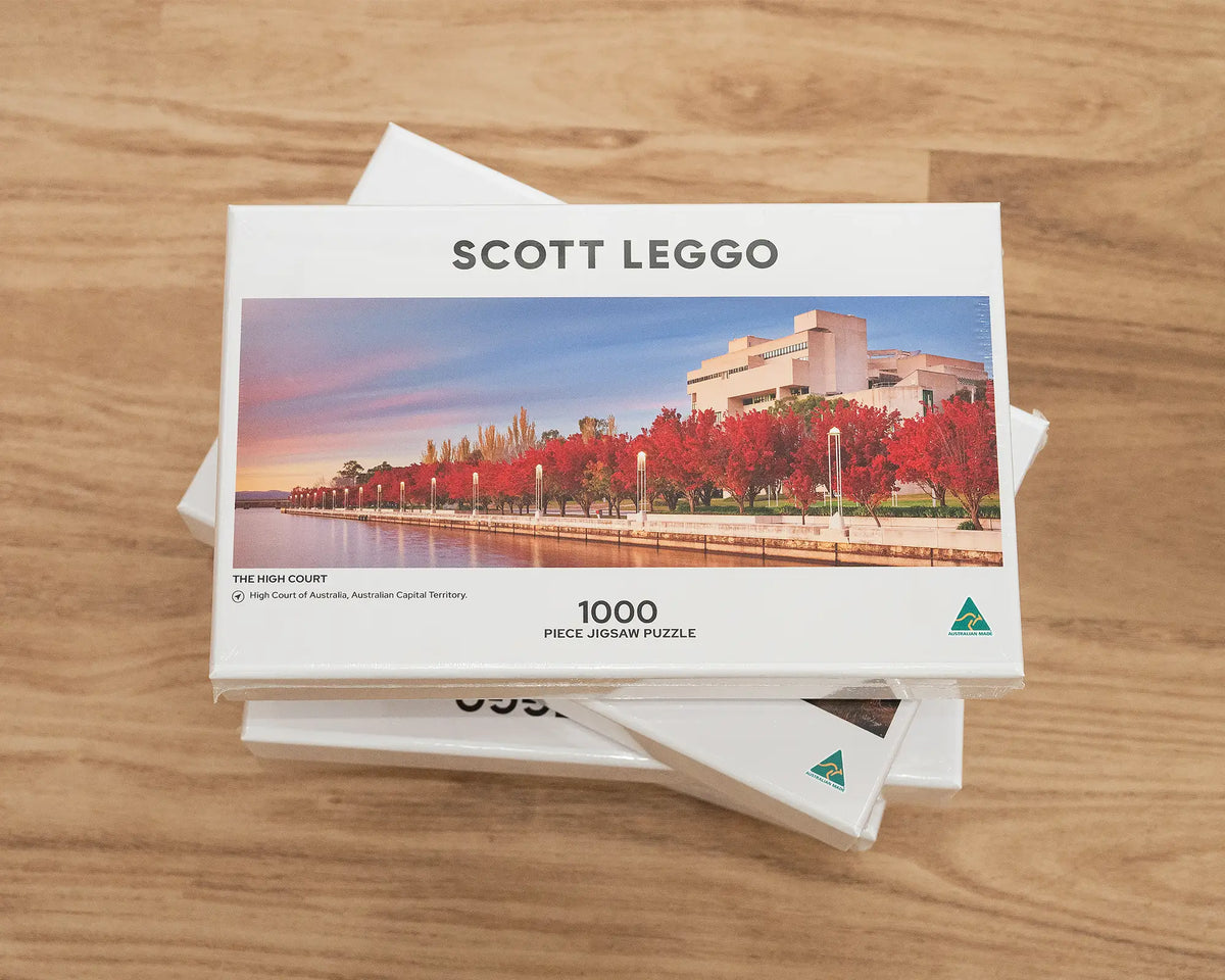 The High Court. 1000 piece Canberra jigsaw puzzle, on top of more SCOTT LEGGO jigsaw puzzles.