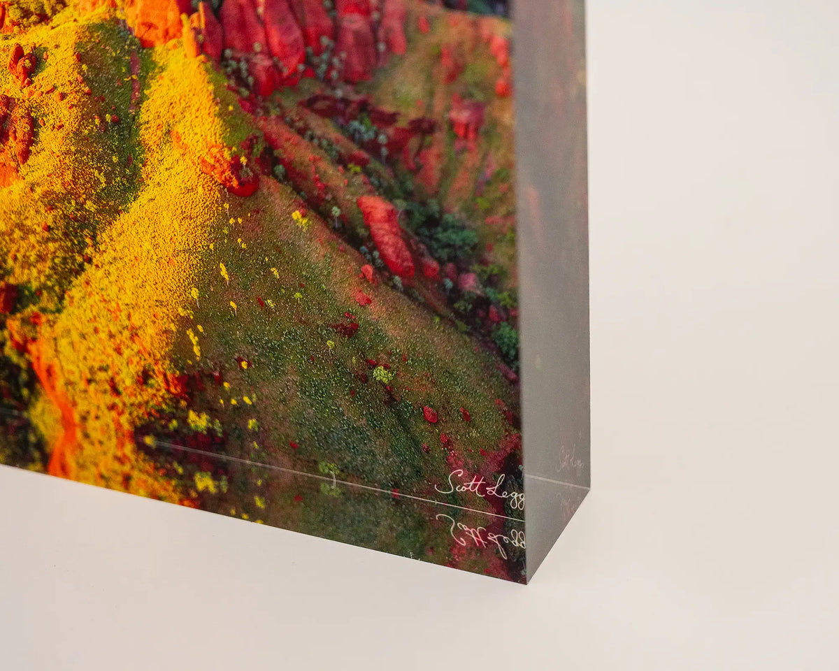 The Rock. Acrylic block, the Kimberley, Western Australia, corner close-up details.