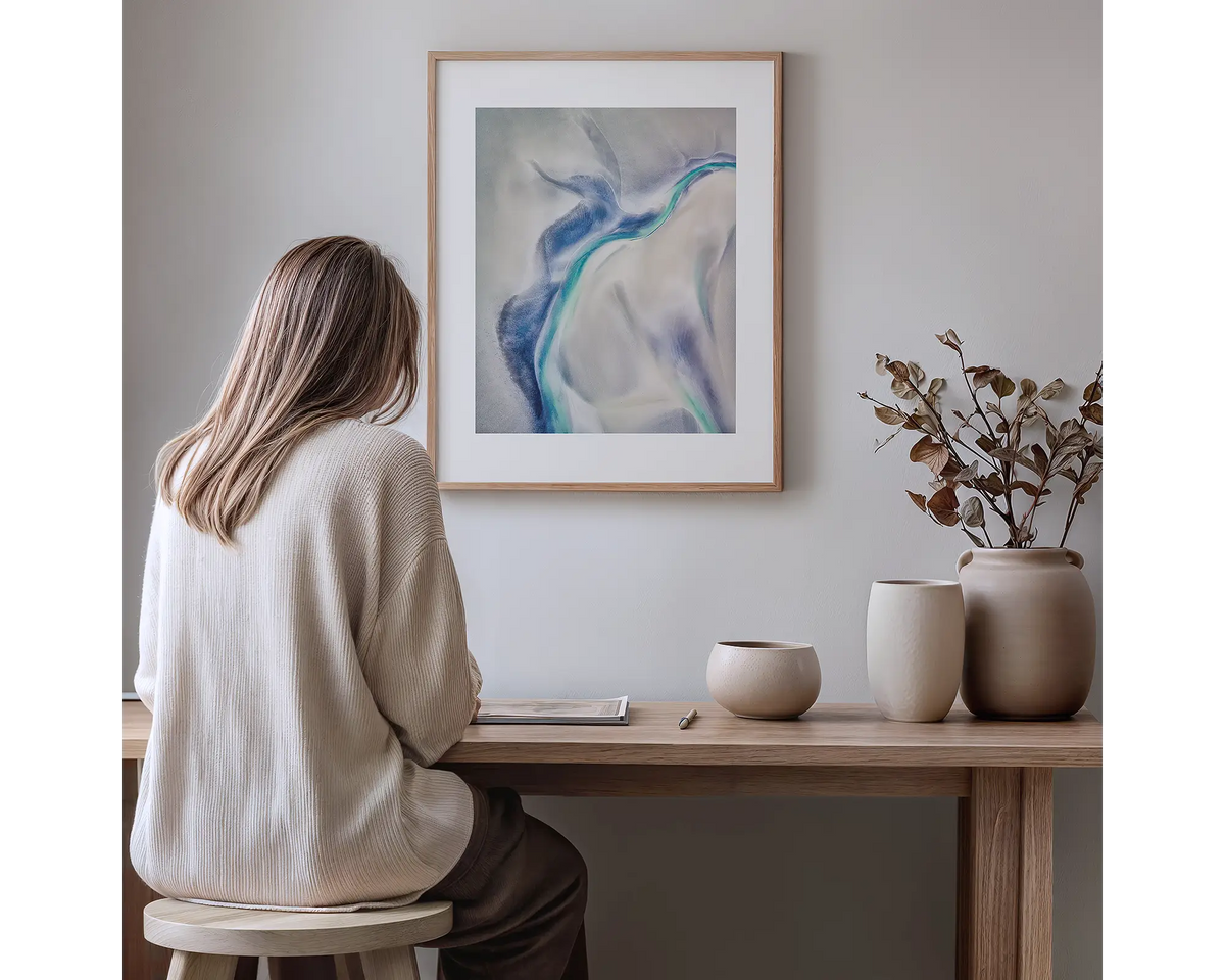 Tidal Orchid. Kimberley photographic artwork with a timber frame, hung in a study nook.