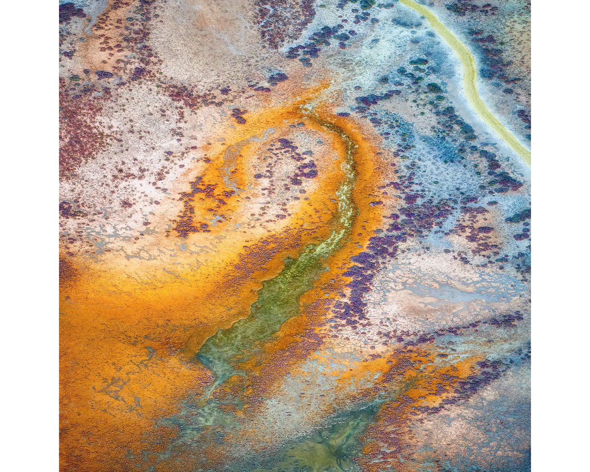 Trails viewed from above Roebuck Plains, The Kimberley, Western Australia.