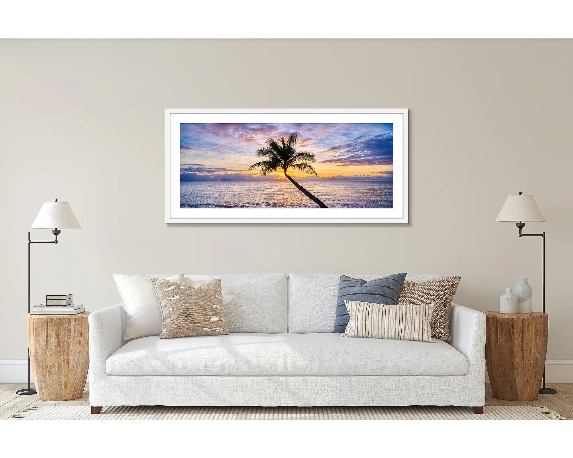 Tropical Icon - Palm tree at sunrise, Clifton Beach, Cairns, Queensland, Australia.