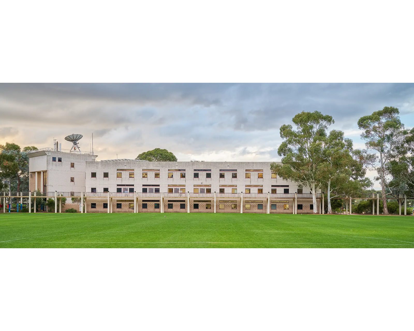 University OF Canberra, building at sunset.