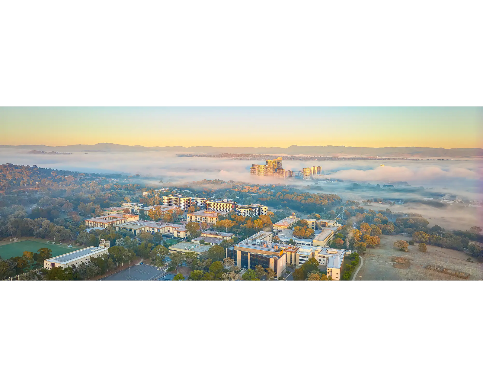 University Of Canberra with fog.