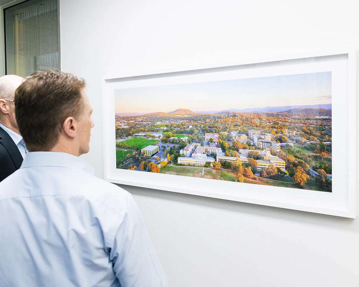 University Sunset, framed wall art hanging at University Of Canberra.