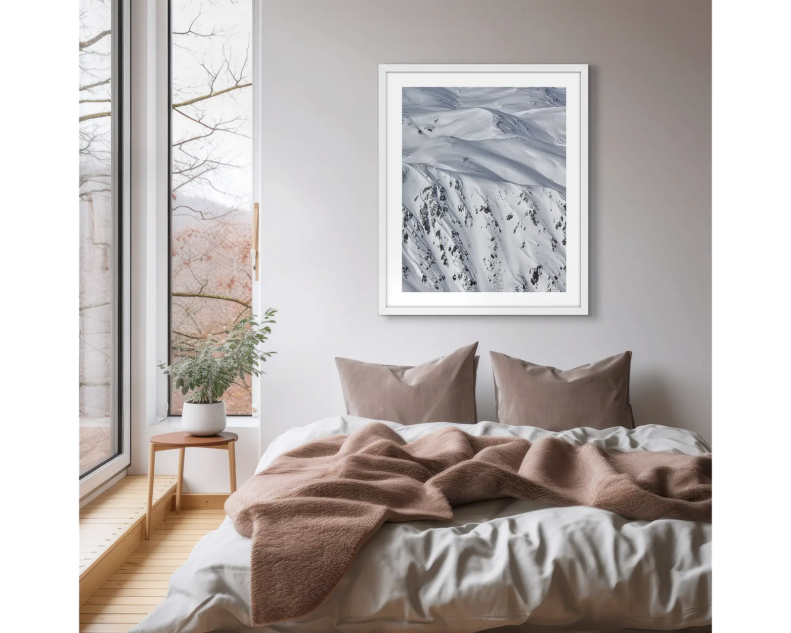 Aerial view of Main Range in winter, Kosciuszko National Park, Australia.