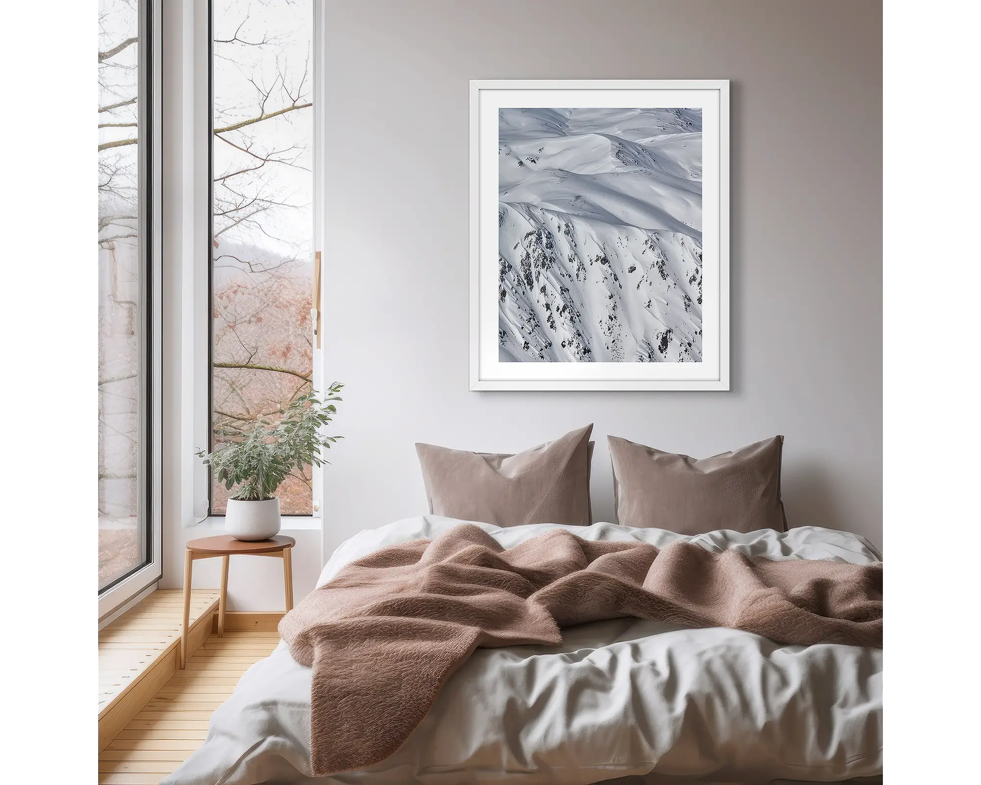 Aerial view of Main Range in winter, Kosciuszko National Park, Australia.