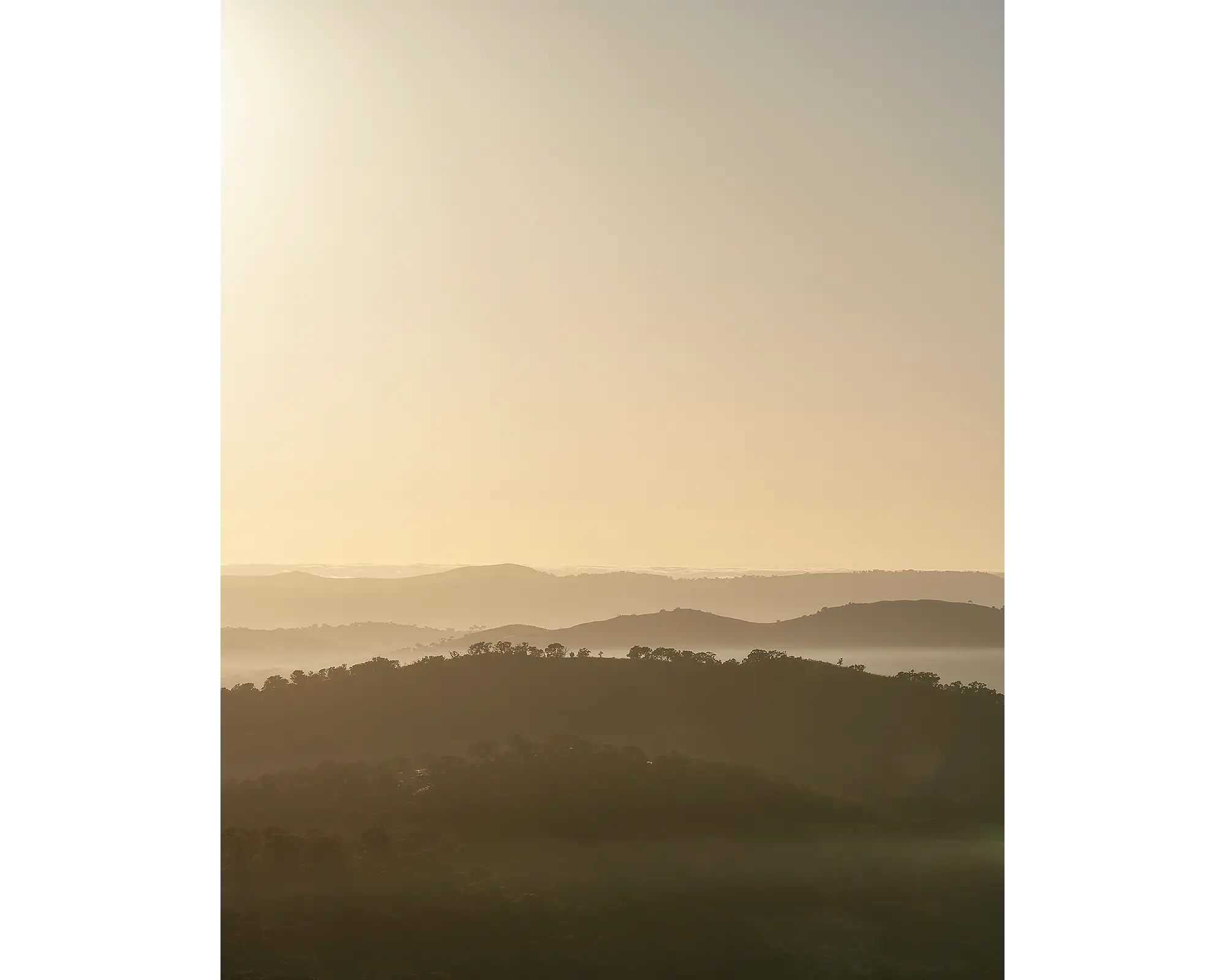 Sunrise over Farrer Ridge and Mount Waniassa, Canberra.